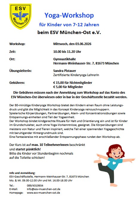 Yoga Workshop für Kinder Pfingsten 2026 neu